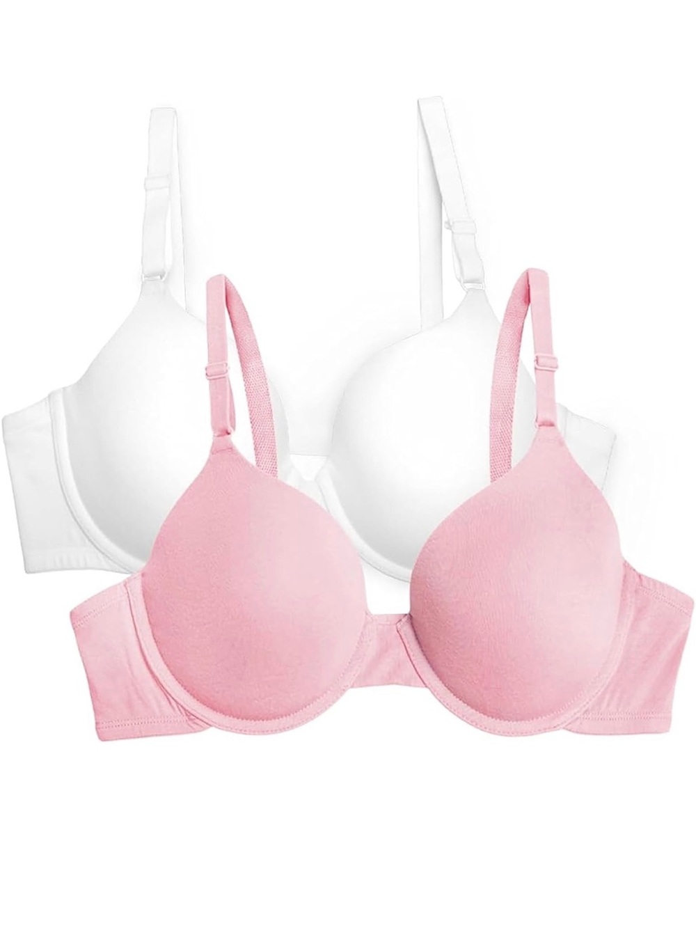 Fruit of the Loom Women’s Blushing Rose & White T-Shirt Bras 2-Pack